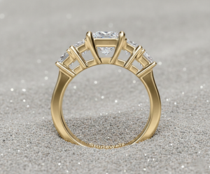 Anillo de Lujo Certificado con Diamante Cultivado en Laboratorio, Corte Princesa en el Centro, Cuatro Piedras Laterales Corte Princesa, Chapado en Oro Rosa, Cinco Piedras - Product Image 3