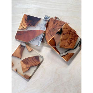 Ensemble de sous-verres en résine et bois rond et carré porte-gobelet sous-verre à thé salle à manger cuisine élégante accessoires de vie - Product Image 6