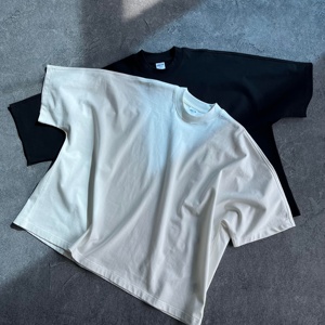 T-shirts en coton décontractés surdimensionnés pour hommes, personnalisables, de haute qualité, épais, style vintage, vente en gros - Product Image 1