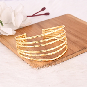 Bracelet manchette ouvert en laiton plaqué or fait main, élégant, multicouche, tendance, bijoux de mode pour femmes et jeunes filles, cadeau - Product Image 2