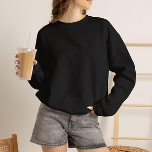 Sudadera de Mujer, Cuello Redondo, Manga Larga, Color Negro, Tejido de Punto, Estilo Casual, 100% Algodón, Transpirable, Estilo Primavera - Product Image 6