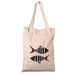 Eco Friendly Jute Tote Bag Colorful Fish Print Double Handles Durable Reusable Shopping Bag Large Capacity Grocery <b>Handbag</b> - Product Image 1