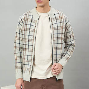 Suéter de Cuello Alto para Hombre, Tejido Fino y Transpirable con Spandex, Cuello Camisero, Diseño Sólido o con Rayas, Cálido y Ajustado, para Primavera y Otoño - Product Image 4