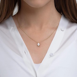 Pear Cut Lab-Grown Diamond Pendant Necklace _ 14K Gold Solitaire Drop, IGI Certified - Product Image 2