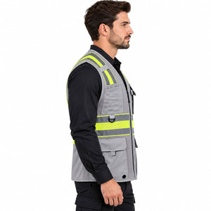 Gilet haute visibilité multi-poches de haute qualité, gilet réfléchissant personnalisé, sécurité nocturne, travaux routiers - Product Image 3