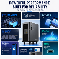 Station d'alimentation portable LiFePO4 3072Wh, générateur solaire à onde sinusoïdale pure 3000W, 17 sorties, UPS <12ms pour la maison, la reprise de courant, l'extérieur et les camping-cars