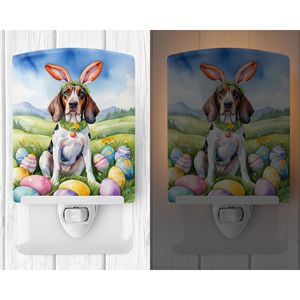 Veilleuse en céramique Coonhound américaine anglaise certifiée UL Chasse aux œufs de Pâques compacte 6x4x3 multicolore pour chambre à coucher couloir cuisine - Product Image 2
