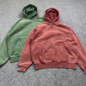 High Quality Acid Washed Regular Fit Men's Oversized Hooded Pullover Sweatshirt 100% Polyester Fleece Casual Spring Pocket - Product Image 4