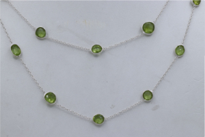 Collar de Plata de Ley 925 con Peridoto, Engaste de Bisel, Gema Verde, Cadena Larga para Usar en Capas, Joyería al por Mayor para Mujer, Regalo - Product Image 4