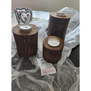 Porte-bougies rustiques en bois d'acacia en forme de souche d'arbre - Vente en gros - Fabriqués à la main en Inde - Product Image 3