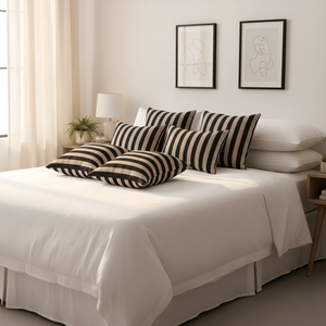 SOGA Modern Checkered <b>Black</b> Tan Striped Decorative <b>Cushions</b> 6PC Pillow <b>Cover</b> Set-45cm Square 30x50cm Living Room Sofas - Product Image 5