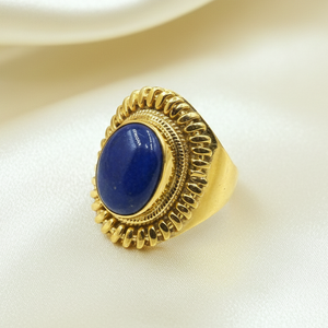 Vintage Lapis Lazuli <b>Ring</b> 925 Sterling <b>Silver</b> Rose Gold Yellow Gold Plated Handmade Statement Jewelry Boho Artisan <b>Ring</b> <b>for</b> <b>men</b> - Product Image 5