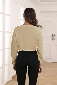 Nouveaux sweats à capuche en coton uni à col rond avec logo personnalisé pour femmes, style oversize - Product Image 4