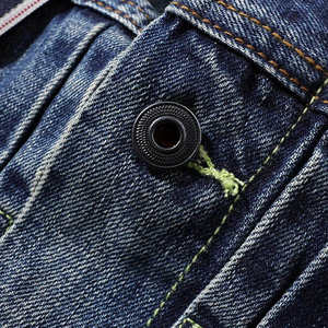 Veste en jean pour homme à manches longues bleue boutonnée, style cowboy simple, vente en gros, service OEM - Product Image 5