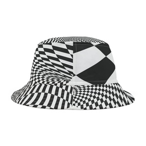 Sombrero de cubo de poliéster 100% a cuadros Blanco/Negro Patrón de color personalizado o bordado con su diseño INJAE VINA Headwear - Product Image 2