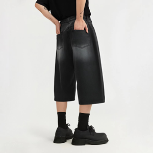 Pantalones Cortos de Mezclilla Personalizados OEM para Hombre, Estilo Casual de Pierna Ancha, Ropa de Marca Privada - Product Image 2
