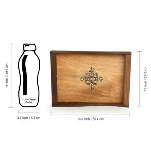 Juego de bandejas para servir de madera Celestial Glow Premium, bandejas artesanales de Acacia y Sheesham con asas para café, comedor y estilo casero - Product Image 6