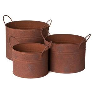 Ensemble de jardinières en métal style rustique, pots à fleurs et bacs à plantes en fer forgé, décoration de jardin champêtre, jardinières et seaux rustiques - Product Image 2