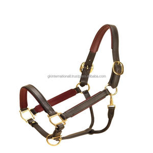 Licol pour cheval en cuir rembourré entièrement réglable à double couture avec quincaillerie en laiton massif dans toutes les tailles et couleurs personnalisées - Product Image 2