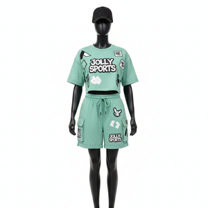 Conjunto de Top Corto y Pantalones Cortos de Felpa Francesa de Algodón Grueso GSM para Mujer, Ajuste Cómodo, Logotipo con Parche Personalizado, 100% Algodón - Product Image 6