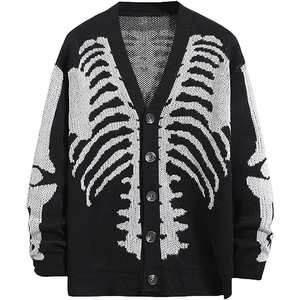 Factory Custom Men's Winter Casual Vintage Style Acrylic Knitted Cardigan Turn-down Collar Breathable Anti-Wrinkle Front Logo - Product Image 4