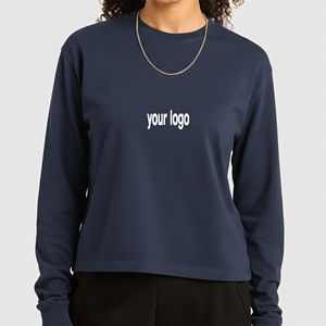 Camiseta Oversize de Algodón 100% para Mujer, 350gsm, Cuello Redondo, Corte Holgado, Manga Larga, Color Sólido, Ropa de Verano, Estilo Hip Hop - Product Image 1