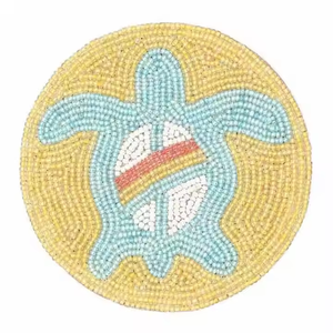 Bohemian Festive Hand <b>Beaded</b> Fabric Cocktail <b>Coasters</b> Reusable for Kitchen Decor Artisan Craft - Product Image 3