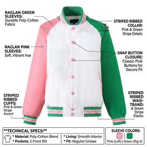 HMR Alpha Kapa Varsity Jacket Polyester Satin Body Leather Sleeves Custom Embroidery Nonwoven <b>Applique</b> Quilted Lightweight - Product Image 6