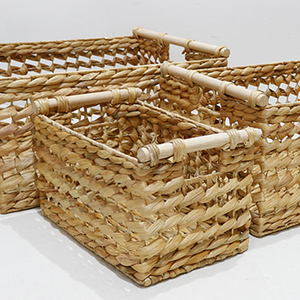 <b>Rectangular</b> Natural Rattan <b>Storage</b> <b>Basket</b> With Handles Rustic Multi-Purpose Organizer - Product Image 2