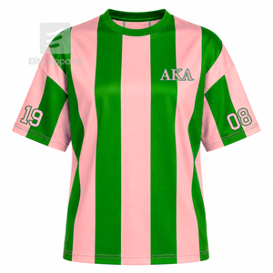 Custom Alpha Kapa Alpha Sorority Sweatshirt Striped Short Sleeve green & pink Casual Style for female with polyester lining - Product Image 1