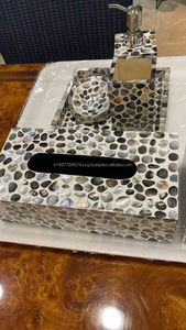 Vente chaude ZH TRADERS Artisanat de luxe Ensemble de salle de bain en nacre de cinq pièces Accessoires sanitaires multifonctionnels - Product Image 4