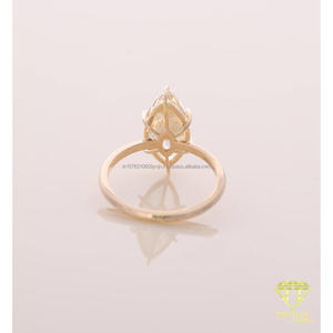 แหวนหมั้นเพชรทรงมาร์คีส์สีเหลือง เพชรเลี้ยงในห้องปฏิบัติการ แหวนทองคำขาวสีเหลือง แหวนสัญญา เครื่องประดับเจ้าสาวสุดหรู - Product Image 2