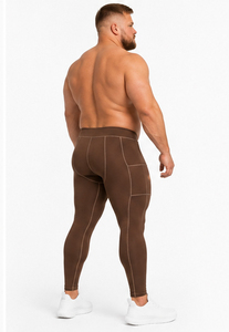 <b>Men</b> Plus Size Full Length Leggings Elastic Waist <b>Compression</b> Pant <b>Men</b> Gym Fitness <b>Tights</b> Side Pocket Sports Running Leggings - Product Image 5
