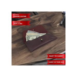 Single Compartment Genuine Leather Wallet Long <b>Envelope</b> <b>Money</b> Pouch Clutch Sleeve Luxury Handmade Elegant Coin Purse Expanding - Product Image 4