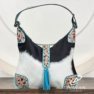 Premium Turquoise Tooled Cowhide Leather Hobo Handbags Women Fashionable Shoulder Evening Purse Vintage Boho Style Everyday Bags - Product Image 1
