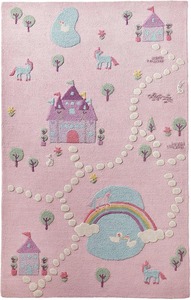 Tapis décoratif touffeté rectangulaire rose pastel motif nuages arc-en-ciel, tapis de sol rembourré en polyester pour chambre à coucher - Product Image 6