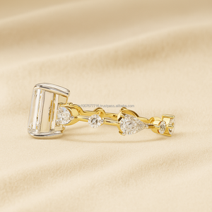 VVS Moissanite Engagement Ring for Women 925 Silver 14K 18K Gold Emerald Cut Wedding Fine Jewelry - Product Image 4