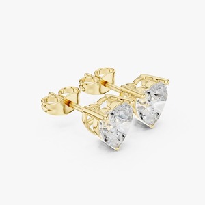 Pendientes de Diamantes Cultivados en Laboratorio con Corte Corazón de 2.15CTW, Oro Amarillo de 9K, 3 Puntas, Joyería Fina al por Mayor OEM - Product Image 4