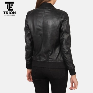 Chaqueta de Cuero Genuino para Mujer de Primera Calidad con el Mejor Diseño, Personalizable, de Color Sólido, Nuevo Estilo - Product Image 3