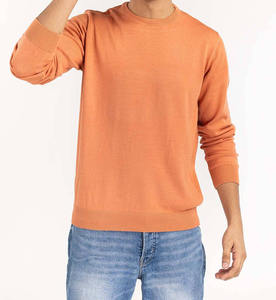 Sweat-shirt personnalisé en molleton épais pour homme, style streetwear, avec bordures côtelées rayées et broderie sur le col ras du cou - Product Image 1
