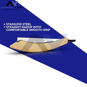 Kit de Navaja de Afeitar Recta con 10 Cuchillas de Doble Filo Reemplazables de Acero Inoxidable, Mango Curvo de Madera para el Cuidado Personal Masculino - Product Image 2