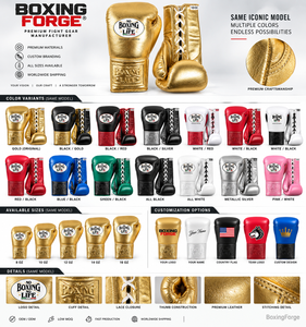 Gants de boxe No Boxing No Life en cuir blanc et or, à lacets, avec sangle de poignet réglable, pour adultes, gants d'entraînement, fabriqués au Mexique. - Product Image 4