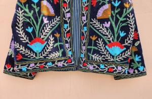Women's Embroidered <b>Velvet</b> <b>Blazer</b> Mandarin Collar Floral Handcrafted Ethnic Jacket Autumn Full Sleeve Regular gift for her - Product Image 3
