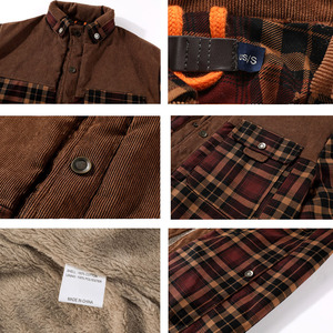 Custom Winter Outdoor Windproof Oversized <b>Thermal</b> Canvas Motorcycle Coat Slim Plaid Jacket for Men - Product Image 3