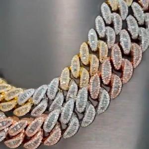Chaîne cubaine en argent sterling 925 plaqué or avec moissanite, bijoux hip-hop tendance, collier de fête pour hommes et femmes - Product Image 4