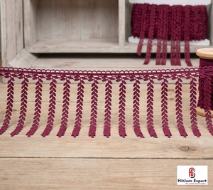 Flecos Decorativos HitJem para Exportación, 100% Algodón, Diseño de Hojas Color Borgoña, para Uso Textil en el Hogar - Product Image 1