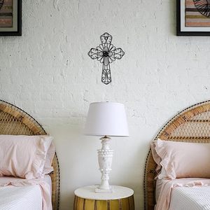 Black Metal <b>Wall</b> Cross <b>Decor</b> Rustic Living Room <b>Wall</b> Art Elegant Indoor Outdoor Crucifix <b>Hanging</b> Decoration - Product Image 4