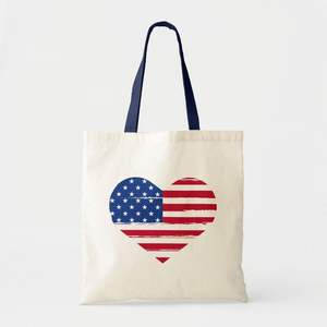 Sac fourre-tout en toile de coton imprimé drapeau américain, réutilisable pour les courses, sac à bandoulière, sac à main de voyage quotidien, sac souvenir - Product Image 3