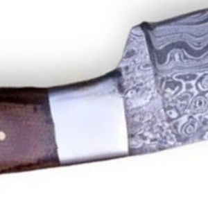Cuchillos de Caza Profesionales de Damasco con Hoja Curva Fija, Mango de Madera Marrón y Patrón Decorativo de Acero para Campismo y Campo - Product Image 5