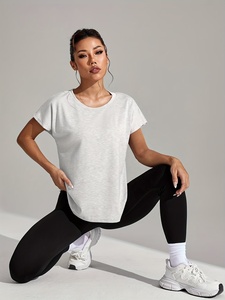 Camiseta de Algodón Blanca Personalizada para Mujer, Manga Corta, Cuello Redondo, Corte Holgado, Informal, Verano, Transpirable, Tejido de Punto, Color Sólido - Product Image 3